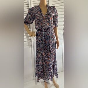 Polo by Ralph Lauren Navy Maxi Dress with Coral Floral Print